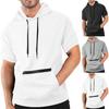 Men's Summer Casual Hooded Short-sleeved T-shirt Solid Color Top T-shirt
