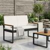 Outdoor Bench in Black and Cream White 107 x 61 x 80 cm Poly Rattan