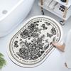 French Retro Oval Diatomaceous Mud Upholstered Toilet Bathroom Absorbent Mat Non-slip Foot Mat Quick Drying Door Mat