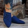 Women Retro Loafers Pointed Suede Flat Shoes Lace Up Ladies Casual Sneakers Woman Shallow Comfort Shoes Non Slip Walking Shoes