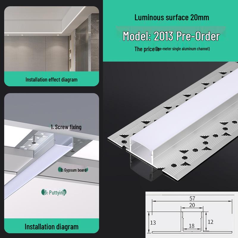 Seamless Linear Recessed LED Light Channel - Aluminum Strip Slot Design