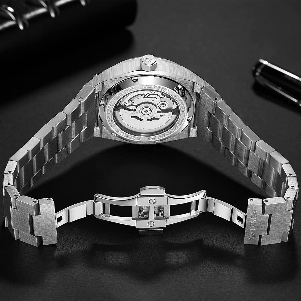 Cadisen Made In MIYOTA8215 Royal German Retro Water Resistant To 10 Mechanical Case Waterproof Hexagon Vintage Luxury Work Dress Stainless Steel