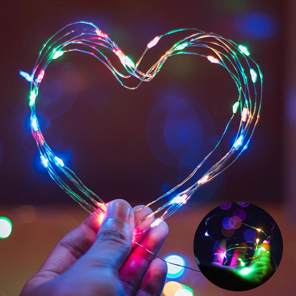 LED Fairy Light 1M Copper Wire String Lights with Battery Outdoor Garland Wedding Light Home Christmas Decoration