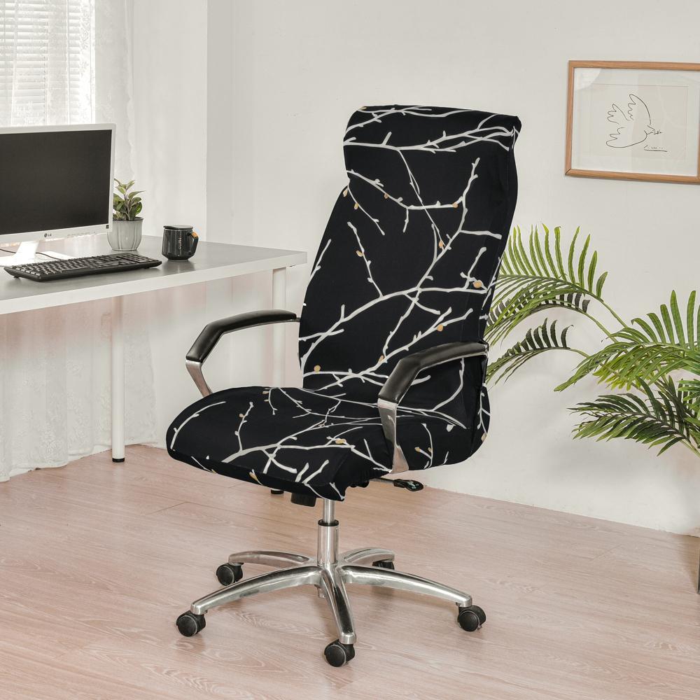 Office Computer Chair Cover Dust-proof, Geometry Stretch Printed, Elastic Game Chair Slipcover, Rotatable Armchair Protector,M/L