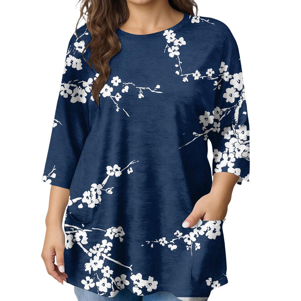 Женская модная блузка большого размера с принтом и коротким рукавом для элегантных поездок на работу и повседневной носки
