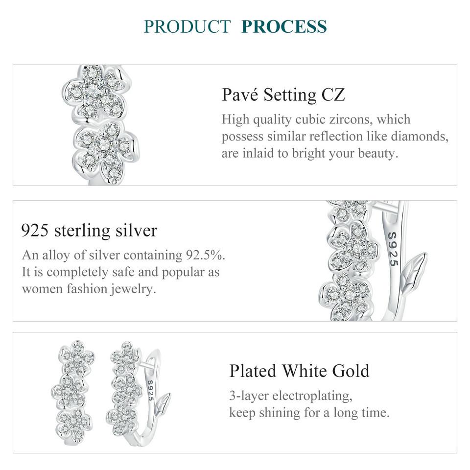 Женские серьги-кольца Bamoer из стерлингового серебра 925 пробы с цирконием AAA, блестящие серьги-капли с цирконием Pendientes, изысканные ювелирные изделия, подарок