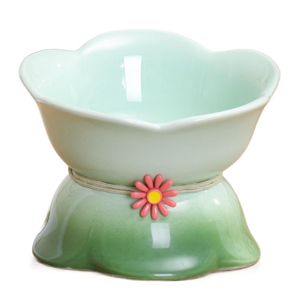 Flower Shape Pet High Foot Bowl Gradient Color Pet Drinking Feeder Multi-use Cat Bowl  Kitten Puppy