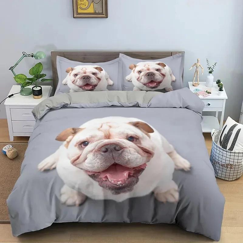 Bulldog Sad and Tired Bulldog Laying Down Pure Breed Comfortable Duvet Quilt Cover Pillowcase Bedding Set Children Home Textile