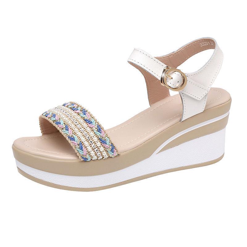 Ladies Shoes Wedges Heel Footwear Wedge with Platform Waterproof Summer  Rhinestones Sandals for Women Outdoor Pumps Diamond