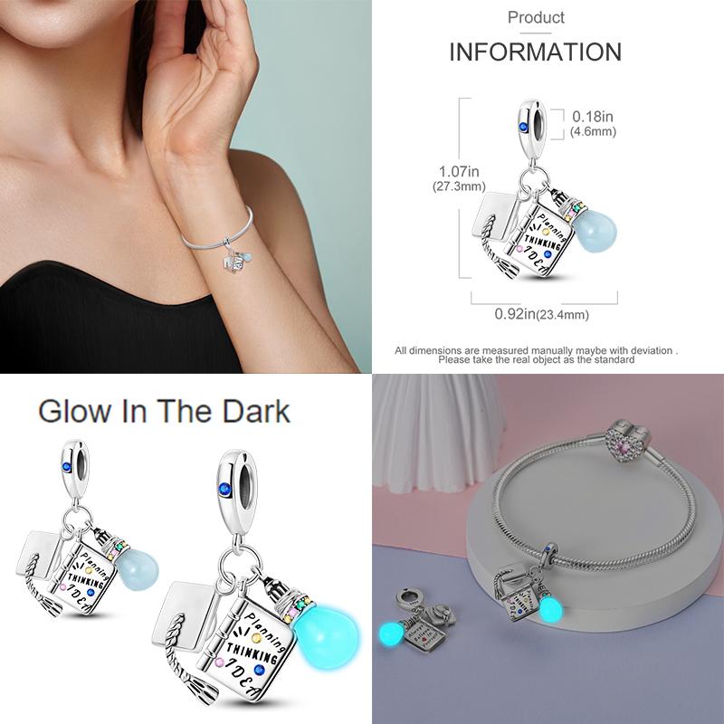 925 Стерлинговое Серебро Красочный Ловец Снов Светящийся Светлячок Подарок Самолет Земля Шармы Подходят Оригинальный Подвеска DIY Изготовление Ювелирных Изделий