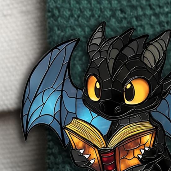 2D Акриловая Брошь-Пин Книга Дракон Очаровательный Крылатый Дракон Значок Милый Фэнтези Литературный Подарок для Читателей Книголюбов Коллекционеров