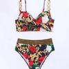 European & American Two-Piece Print Beach Vacation Swimsuit for Women
