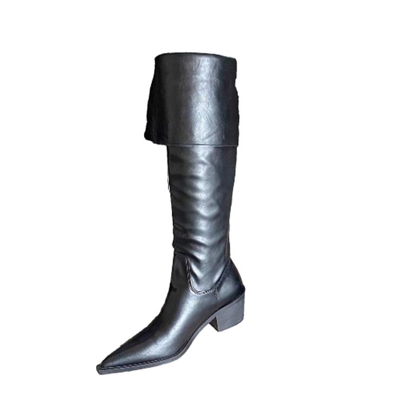 Модные женские сапоги с острым носком, кожаные сексуальные туфли на среднем каблуке, дизайнерская обувь для женщин, тренд 2025 года, элегантные зимние новые туфли-лодочки Mujer Chelsea Botas