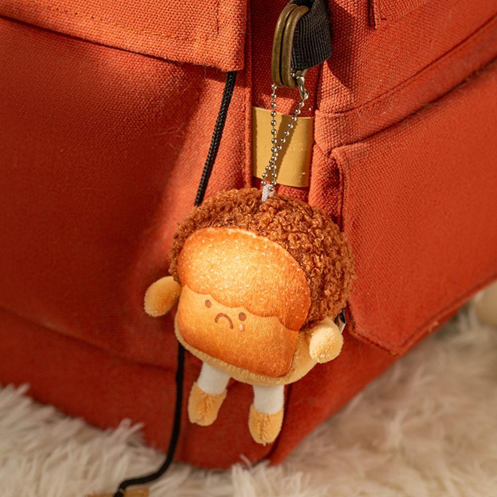 Personality Badge Stuffed Dual-use Expression Brooch Toast Bread Pendant Plush Key Chain Key Charms