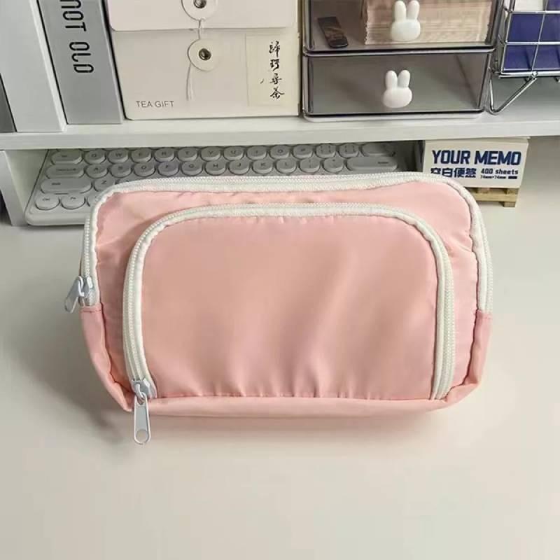 Stylish Large Capacity Ins Student Pencil Case Simple Front Open Window Makeup Bag