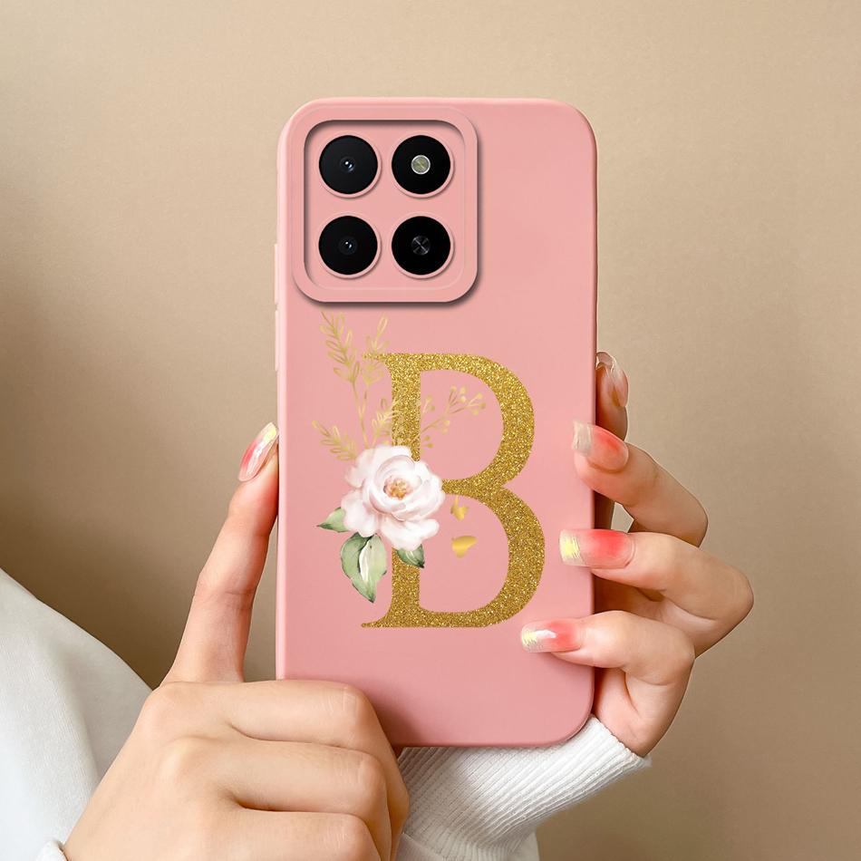 Для Honor X5B Plus X5 Чехол Простая Буква Имени Мягкий Гладкий Жидкий Силикон Ударопрочная Задняя Крышка Телефона Для Honor X 5 X5bPlus Capa