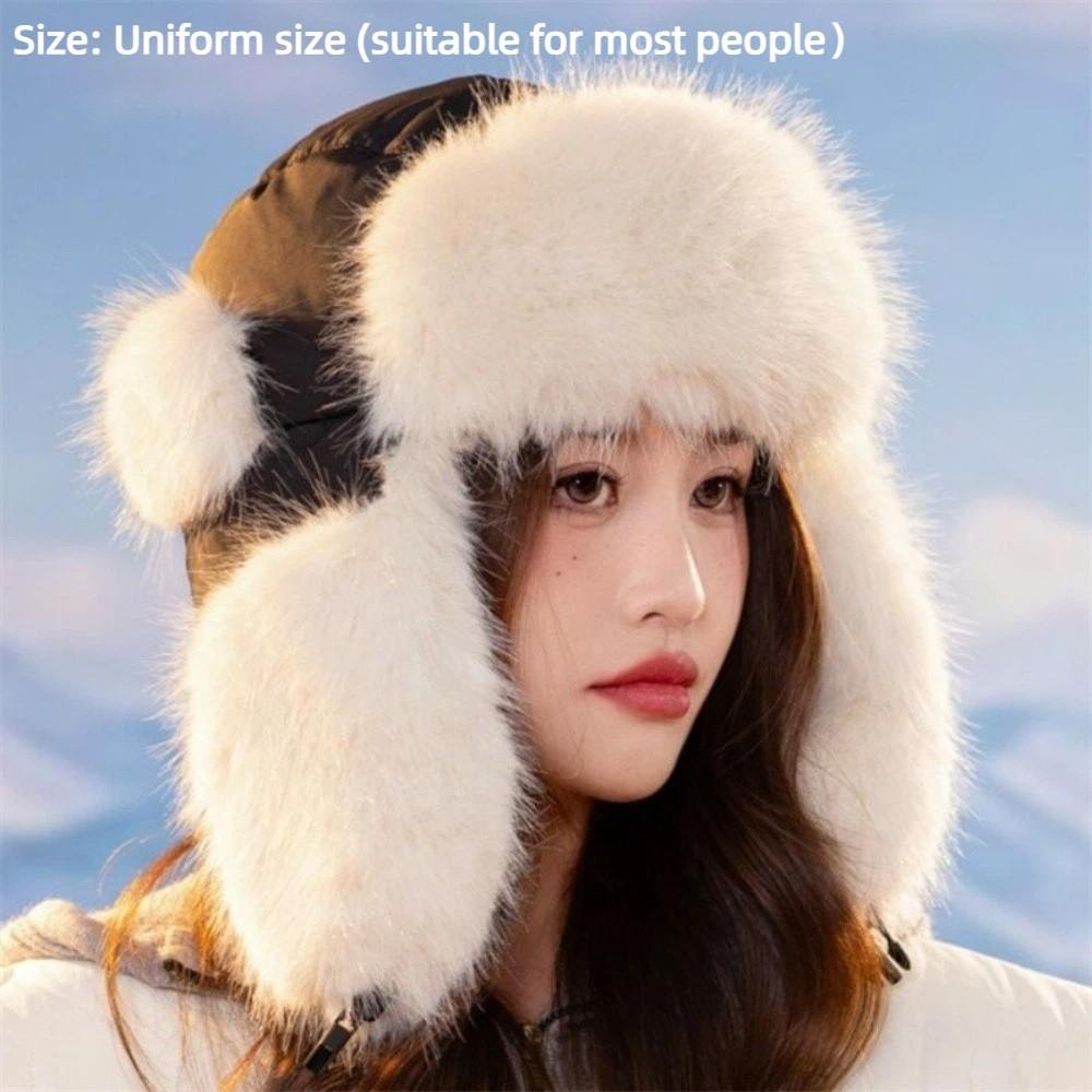 Windproof Winter Bomber Hat Fluffy Winter Cap NEW Lei Feng Cap for Women