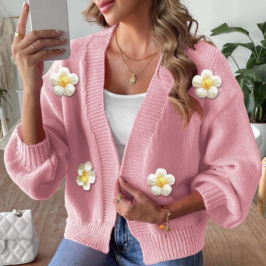 Женский шерстяной кардиган на осень и зиму с вязкой крючком, вязаный свитер, джемпер с длинными рукавами