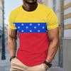 New Summer Men's Fashion T-shirt Personality Contrasting National Flag Printed Men's T-shirt Top