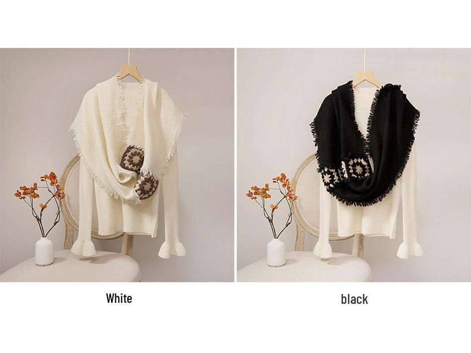 2025 Autumn/Winter Cashmere Patchwork Crochet Scarf & Shawl for Men and Women