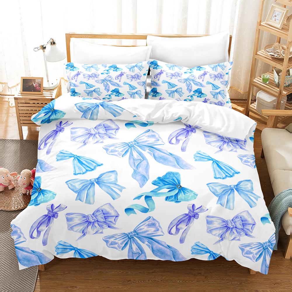 4pcs Bowknot Bedding Sets Skin Friendly Soft Bedsheets And Duvet Covers Comfortable And Lovely Suitable For All Ages