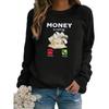 Plus Size Casual Sweatshirt, Women's Plus Slogan & Graphic Print Long Sleeve Round Neck Sweatshirt