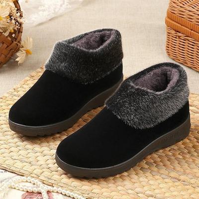 Женские хлопковые туфли на осень и зиму: Теплые короткие ботинки для мамы на плоской подошве с бархатной подкладкой