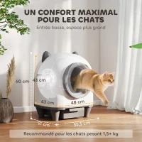 PawHut Self-Cleaning Cat Litter Box 80L, Automatic App Control Litter Box, Anti-Pinch, 55.5 x 51 x 60 cm, White