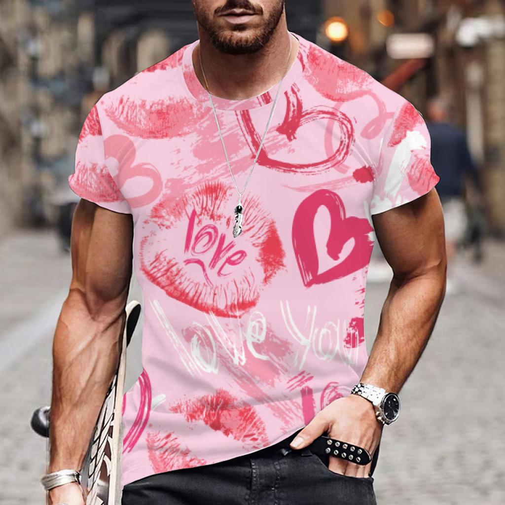 Футболки Lovers Hearr мужские летние футболки мужские уличные футболки с 3D-принтом модные топы с коротким рукавом и круглым вырезом