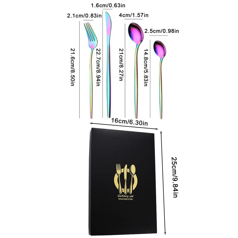 4 шт. Золотой набор столовых приборов из нержавеющей стали нож вилка ложка столовые приборы набор столовых приборов праздничная кухонная посуда подарок
