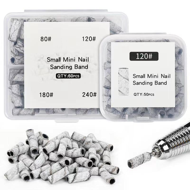 Versatile 3mm Nail Drill Bits 50 Pcs Set Effective Sanding Bands for Gel Acrylic Polish Treatment