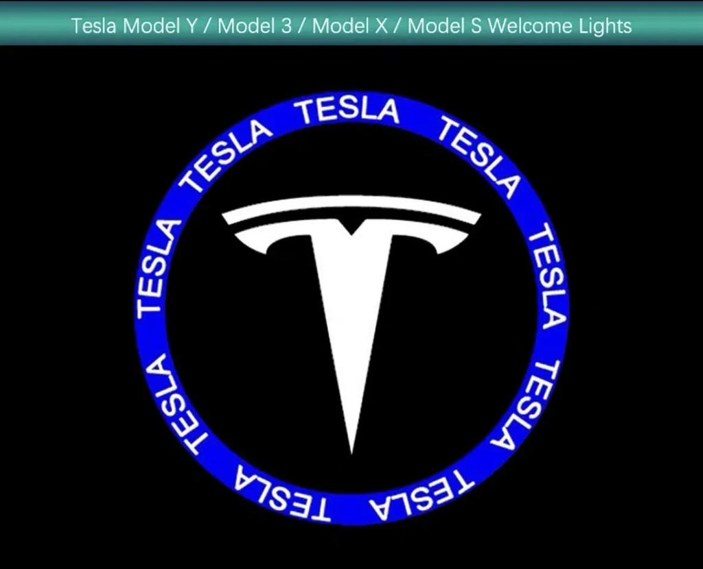 Car Sticker Tesla 2Pcs Car Door Projector LED Logo Welcome Lights Shadow Decoration Lamp for Tesla Model 3 Y Model X S Accessori