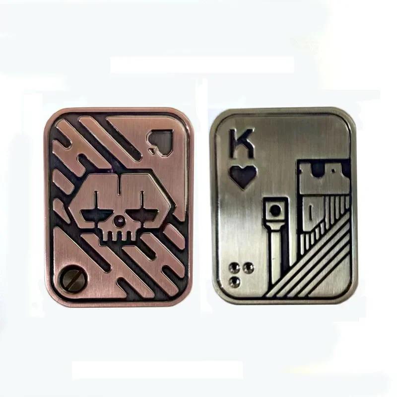 Magnetic Push Card Pushing Plate Mechanical Slider Haptic Coin Metal Anti Stress Reducing Sensory Toy Mini Fidget Relieve Adults