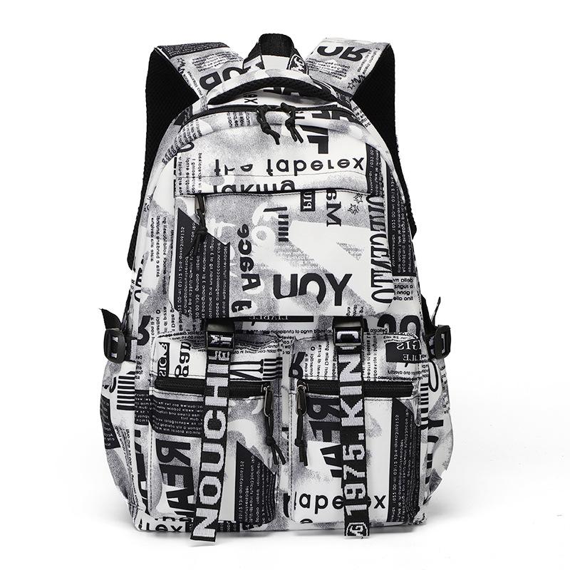 Men Black Backpack Unisex Travel Fashion White Backpack Students Teenager Boys Girls School Bags Canvas Waterproof Bag