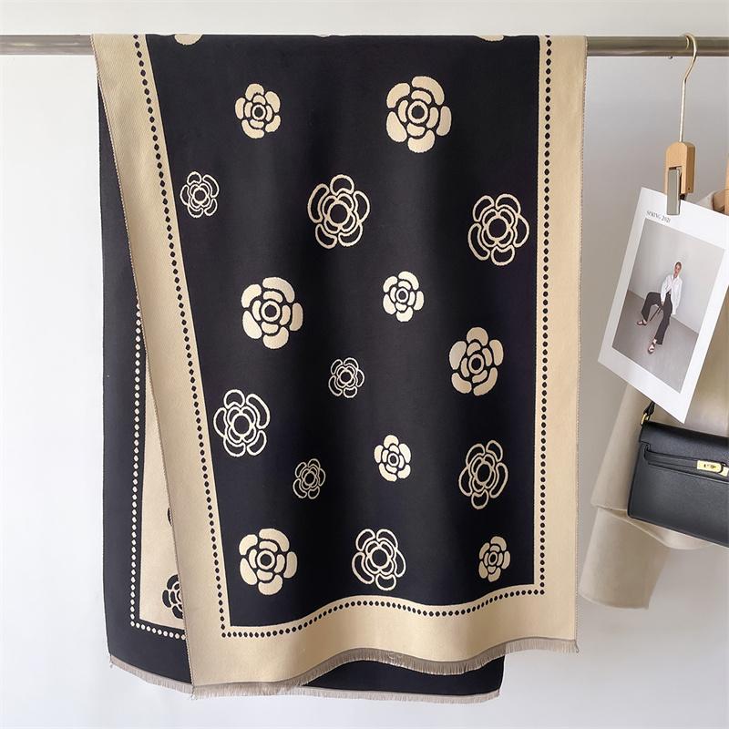 Женский зимний кашемировый шарф с цветочным принтом, роскошные брендовые шали и накидки, хиджаб Bufanda, дорожные палантины, теплое одеяло Echarpe