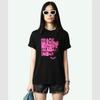 25 Summer New French Niche ZV Front Pink Letter Printing Black Cotton Women's Crew Neck Short Sleeve T-Shirt