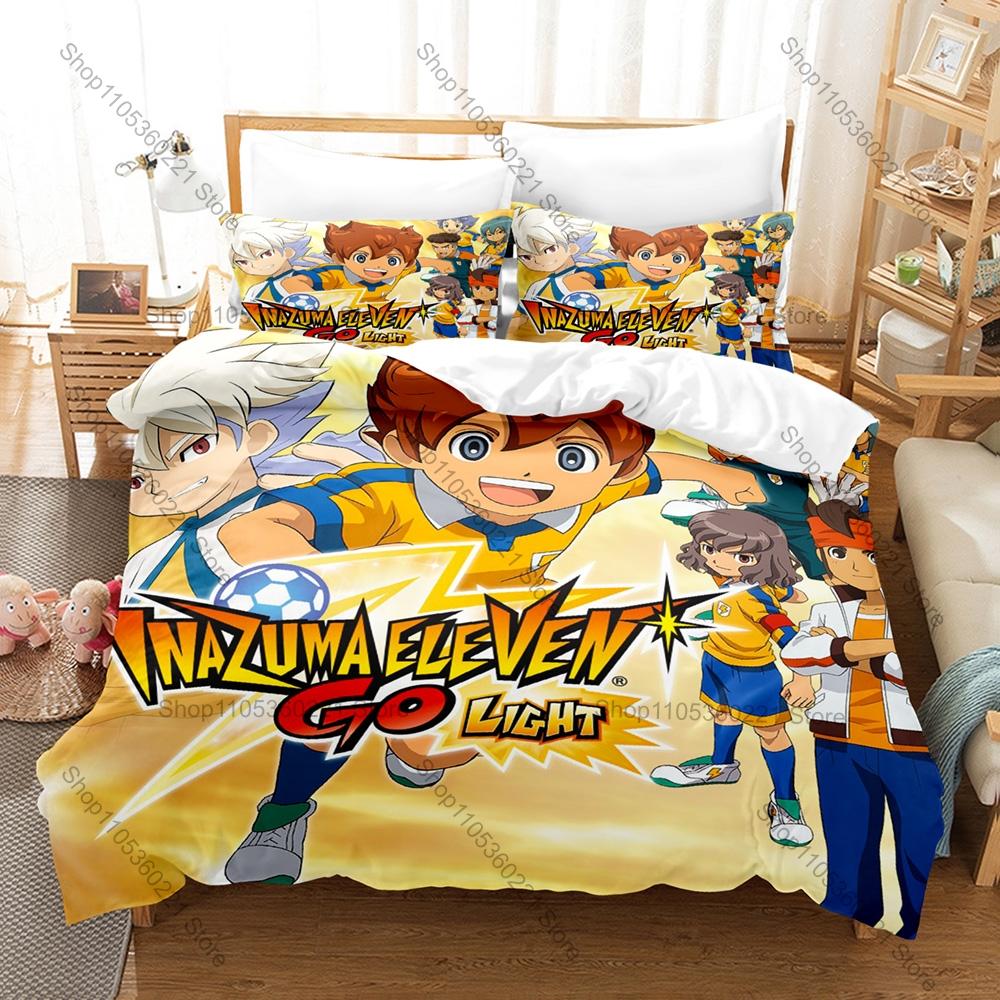 Inazuma Eleven GO Bedding Set Duvet Cover + 2 Pillowcases Sports Soccer Anime Raimon Team Spirit Beast Bedroom Decor