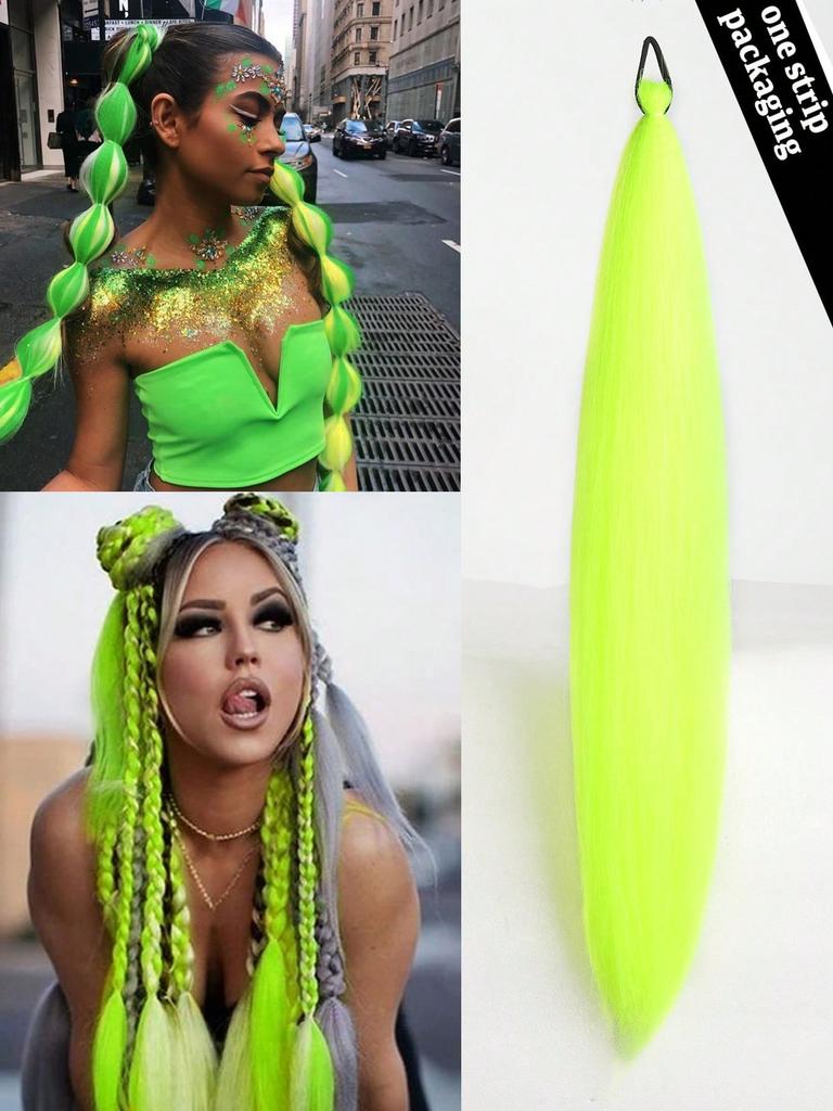 Synthetic Ponytail 1 Pack Braid Extension, Full of Color Ponytail Extension, with Elastic Tie Straight Tube Sleek Wrap Extension Hair