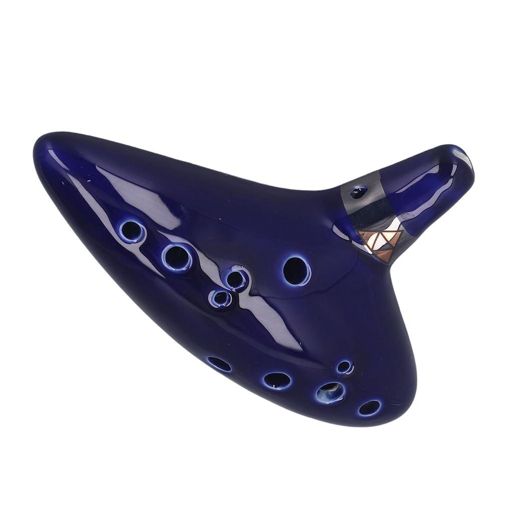 Керамическая окарина Alto C с 12 резонаторными отверстиями, держателем для руки и нотами синего цвета