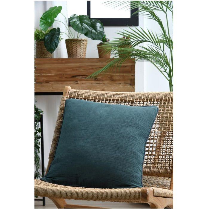 Coussin en gaze de coton 45 x 45 cm Pop colors petrole