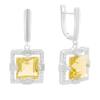 Серебряные серьги с Натуральным зеленим кварцем 10.08ct, фианитами (2162292)