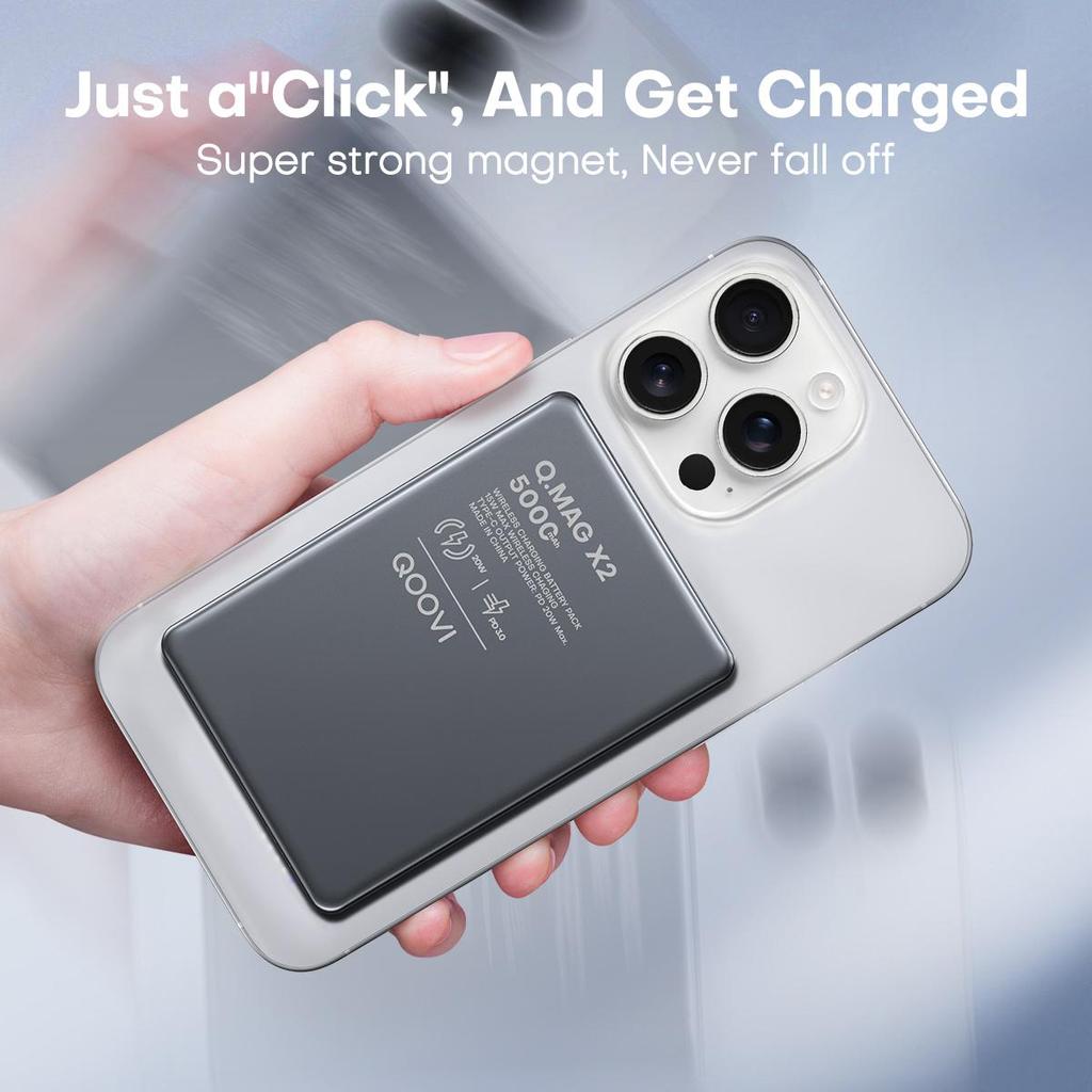 QOOVI Power Bank Беспроводная быстрая зарядка PD20W Ультратонкий внешний аккумулятор Портативное зарядное устройство для Magsafe Для iPhone 16 15 14 13 12
