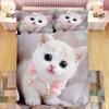 Super Cute Kitten Kids Bedding Set Kawaii Girl Quilt Cove King Queen Size Cute Cat Animal 3pcs Polyester Duvet Cover (No Sheet)