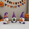 3pcs Halloween Gnome Statue Decorations Magic Broom Hat Pumpkin Gnomes Old Man Wizard Witch For Home Desktop Resin Decor