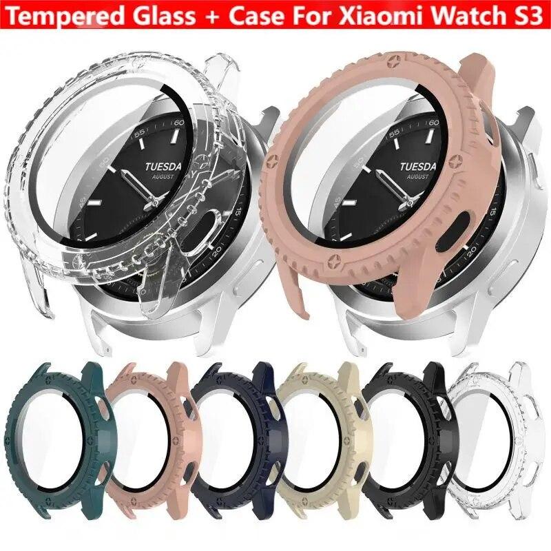 Case + Screen Protector for Xiaomi Mi Watch S3 With Digital Tempered Glass Anti-scratch Film Bumper Protective Case Cover
