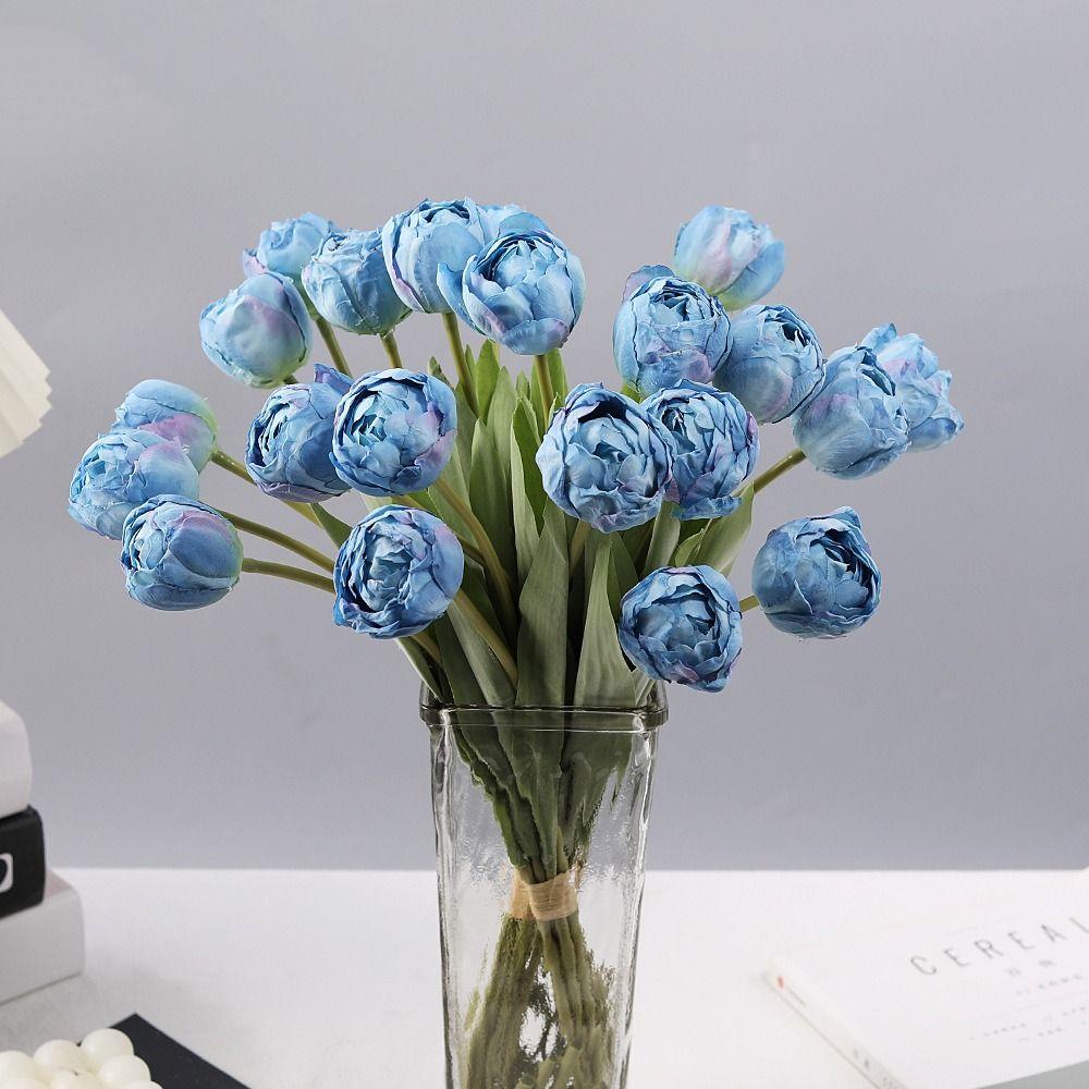 Realistic Artificial Tulip Branches Real Touch Fake Flowers Silk Tulip Flower Outdoor Garden Decor