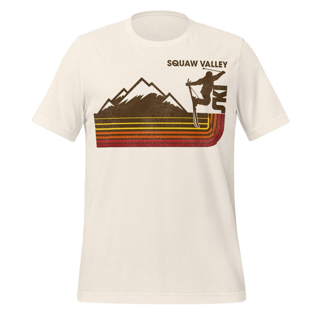 Retro 70s Ski T-shirt Mens Kids Womens: Squaw Valley California Stripes