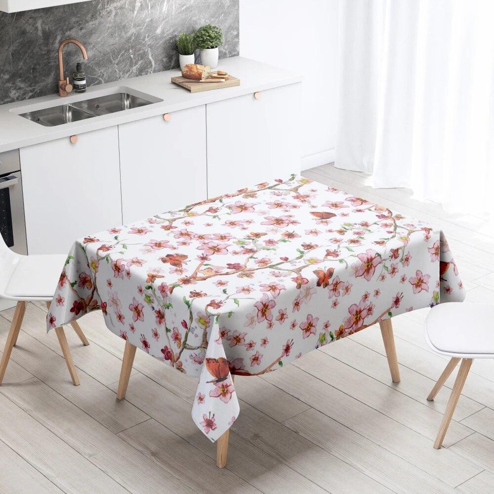 Цветочная скатерть для домашнего декора, устойчивая к пятнам, водонепроницаемая, украшение для стола, прямоугольная кухонная столешница для камина
