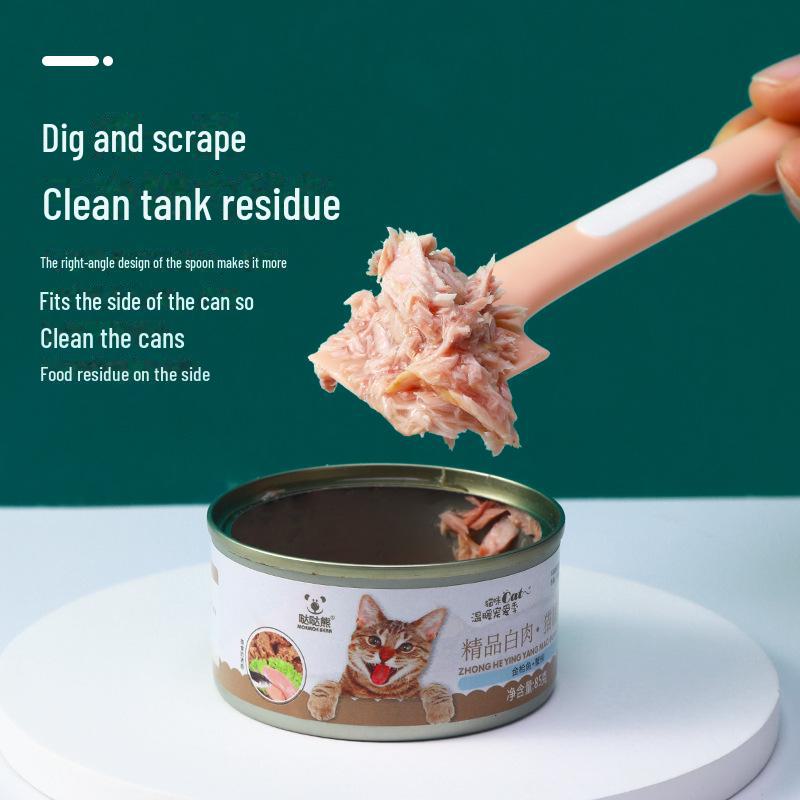 Ложка для корма для домашних животных с открывалкой для крышки - длинная ручка для кошек и собак, влажный корм