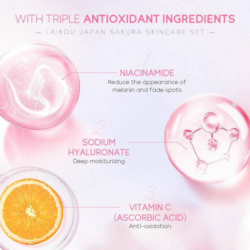 LAIKOU Сакура Сыворотка для умывания лица 6 шт./компл. Подарочная коробка для ухода за кожей Осветляет тон кожи Увлажняющий крем против старения